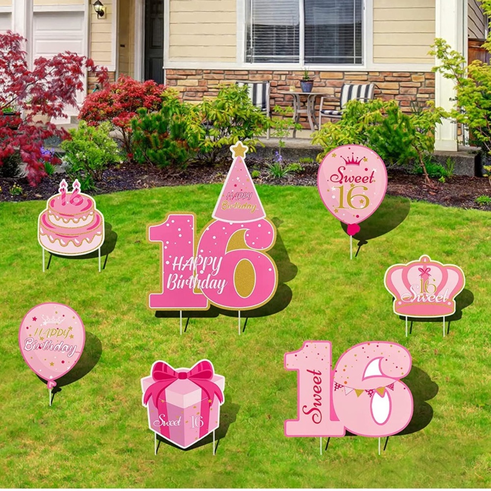 Sweet 16 🥳 yard signs 🎂 🎈🎉